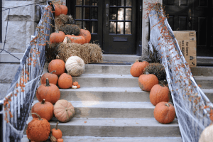 Pumpkins On Stairs