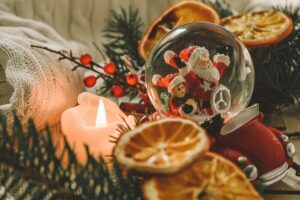 display of dried fruit Christmas decorations
