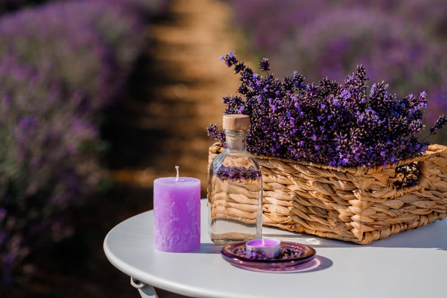 outdoor garden table decoration ideas with lavender