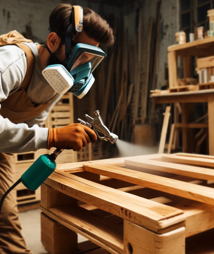 treating wood with coating for pallet furniture