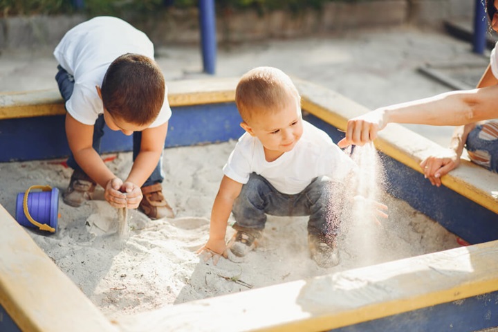 diverse play areas e.g., sandboxes for toddler child friendly garden ideas