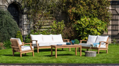 Burford X-Large Teak Patio Lounge Furniture Set x1 Chair, Medium & Large Sofa.