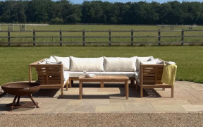 Sherborne Teak Patio Lounge Furniture U-Shaped Sofa Set