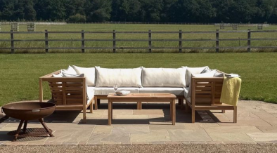 Sherborne Teak Patio Lounge Furniture U-Shaped Sofa Set