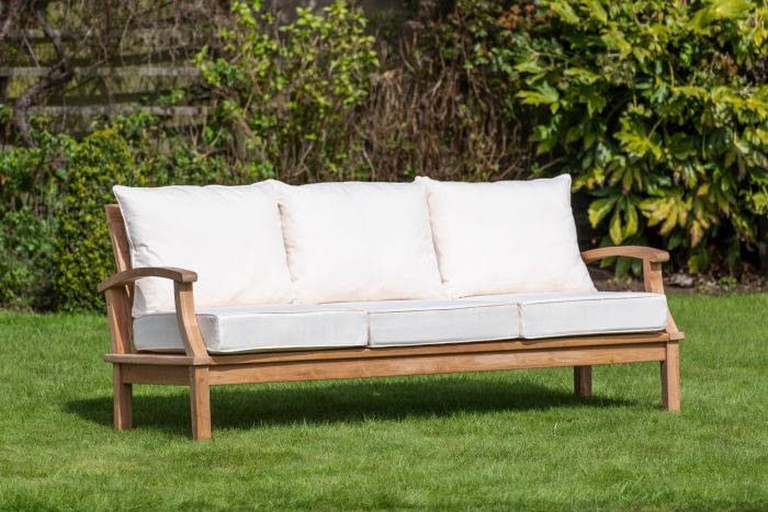 Burford 3 Seater Teak Garden Wooden Lounge Sofa.