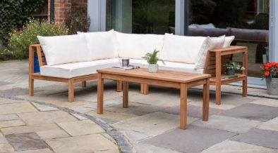 Sherborne Teak Patio Lounge Furniture Corner Sofa Set