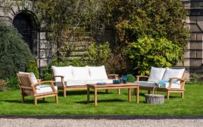 Burford X-Large Teak Patio Lounge Furniture Set x1 Chair, Medium & Large Sofa