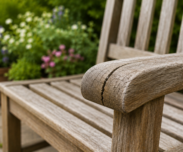 Cracks in teak garden