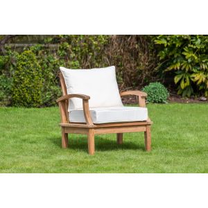 Burford Deep Seated Teak Garden Wooden Lounge Chair