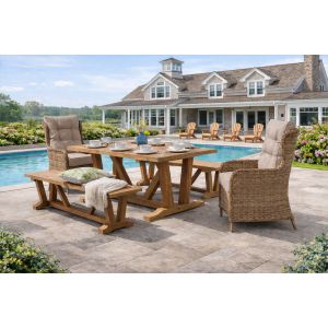 kuta reclaimed teak dining set with rattan chairs stone 180cm
