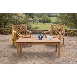 Teak outdoor lattice back chair set