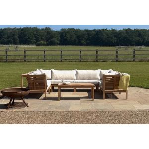 Sherborne Teak Patio Lounge Furniture U-Shaped Sofa Set