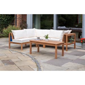 Sherborne Teak Patio Lounge Furniture Corner Sofa Set