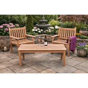 Teak flat arm garden chair set