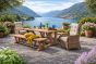 kuta reclaimed teak dining set with rattan chairs 240cm stone