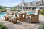 kuta reclaimed teak dining set with rattan chairs cream 180cm