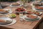 Kuta Medium Teak Rectangle Table 2 Bakewell Rattan Chairs & 2 Kuta Teak Benches