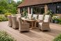 Kuta teak rectangle dining table 8 rattan armchairs