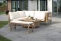 Dual height teak dining lounge set down cream