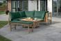 Dual height teak dining lounge set down green