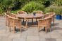Oval teak outdoor dining set with 6 banana chairs