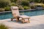 Teak steamer reclining chair with wheels stone cushions