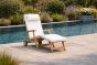 Teak steamer reclining chair with wheels cream cushions