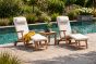 teak steamer lounger set with side table cream cushions