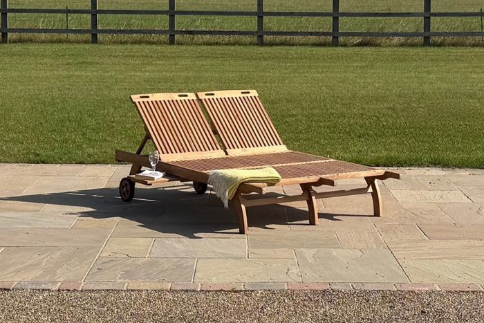 Helford Teak Double Reclining Sun Lounger