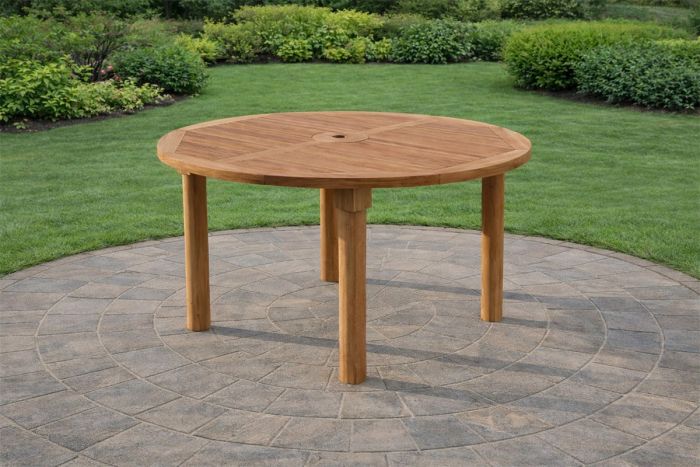 York round chunky teak garden dining table