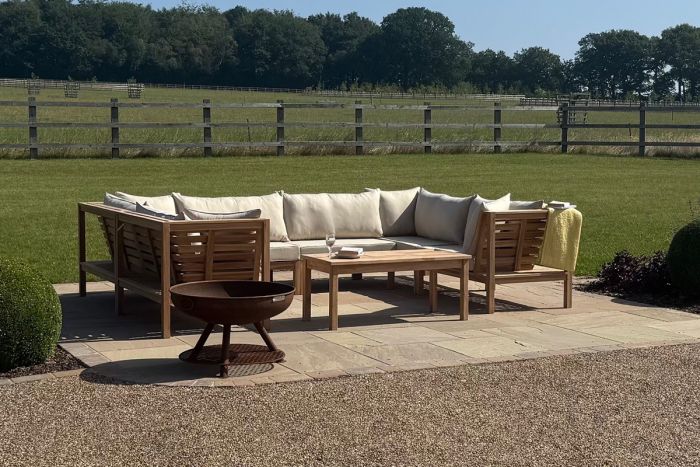 Teak U Shaped Garden Sofa Set | U Shaped Outdoor Sofa