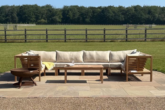 Teak U Shaped Garden Sofa Set | U Shaped Outdoor Sofa