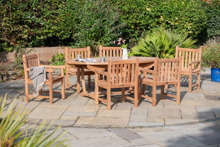 Uppingham Oval Sunburst 6 Seater Outdoor Teak Dining Set