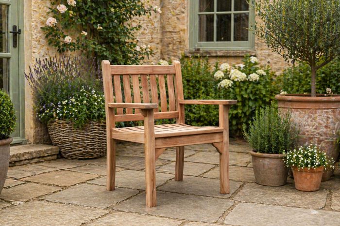 Westminster Flat Arm Teak Garden Chair