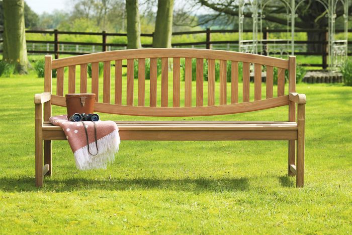 Winchester Teak Double Oval Garden Bench 4 Seater 1.8m