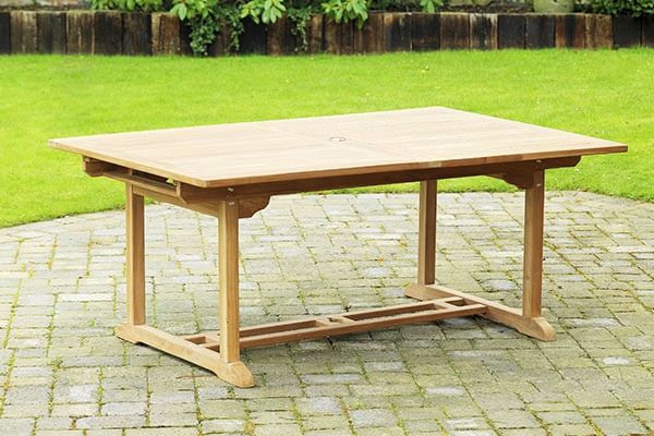 Rectangle Teak Extending Patio Dining Table