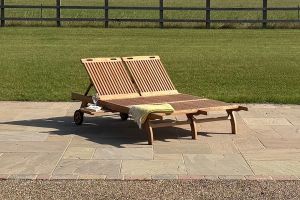 Helford Teak Double Reclining Sun Lounger