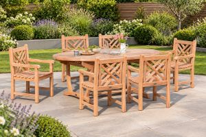Holkham 6 seater lattice back chair and sunburst dining table set