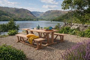 kuta reclaimed teak dining picnic set 240cm