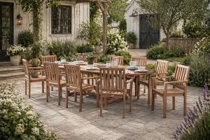10 seater teak oval dining set