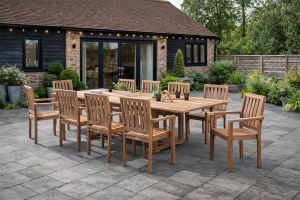 10 seater teak rectangle dining set