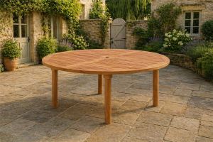York round chunky teak garden dining table