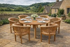 6 seater 150cm outdoor round dining set