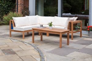 Sherborne Teak Patio Lounge Furniture Corner Sofa Set