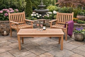 Teak flat arm garden chair set